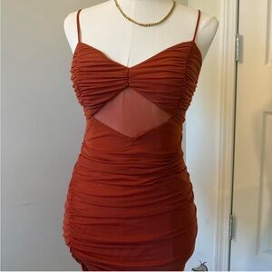 Privy Brown Red Bodycon Mini Dress